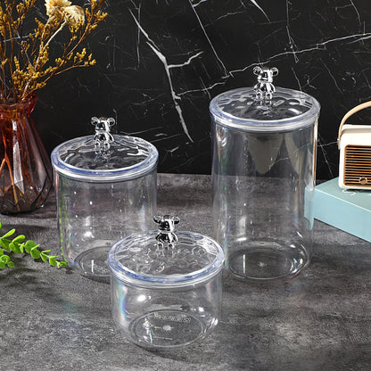 Ckhoid 3PCS Clear Candy Jars With Lid, Plastic Storage Jar Canister with Airtight Lid, Decorative Cookie Container for Snacks Buffet Wedding Home Bar Décor, Pantry Food Organizer Container 30/47/68 Oz