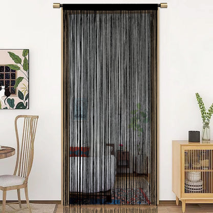 HSYLYM Spaghetti String Curtains for Doorways Privacy Door Frame Tassel Hippy Wall Kitchen Hallway Boho Fringe Curtain Hanging Door Room Dividers Decor 1 Panel（39×79in/100×200cm,Black）