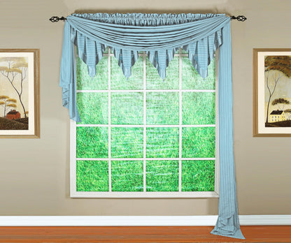 Today's Curtain, Silhouette Stripe Sheer Scarf 144", Blue, 52" W x 144" L