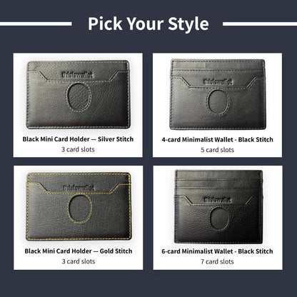 thisiswallet 2 Card Minimalist Wallet for Men & Women - Genuine Leather Ultra Thin Black Credit Card Holder - Compatible with American Express Platinum