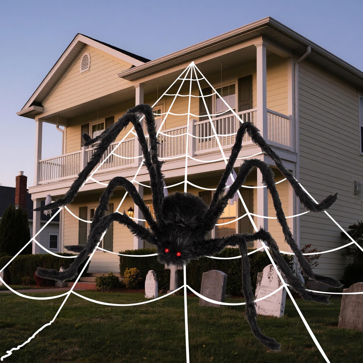 JOYIN Halloween Spider Web and 59'' Giant Spider, 16.4 x 15.7 Ft Large Triangular Web for Outdoor Decoration, Giant Spiderweb for Patio, Garden, Yard, Haunted House Decor, Indoor Home Party Supplies