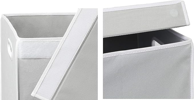 Simple Houseware Double Laundry Hamper with Lid and Removable Bags, Grey