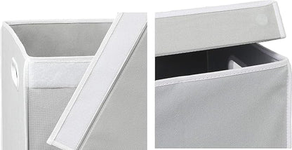 Simple Houseware Double Laundry Hamper with Lid and Removable Bags, Grey