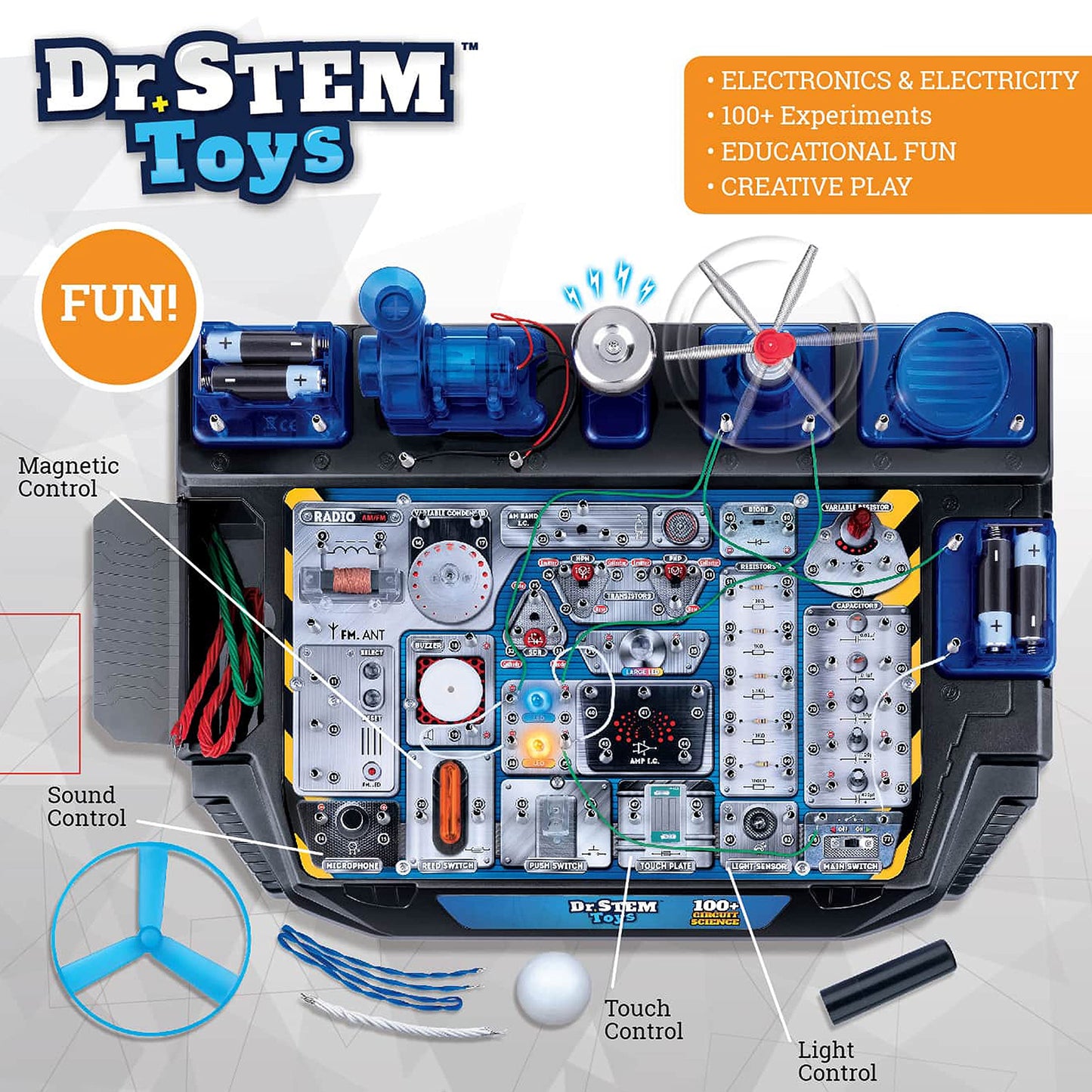 Dr. STEM Toys Circuit Science Kit, Includes Over 100 Electrical Experiments with Lights, Sounds, and Action - for Boys and Girls Ages 8+