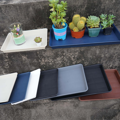 VUWEZ 2 Pack Plant Saucer Tray Rectangular, Plant Growing Nursery Trays, Heavy Sturdy Seed Starting Trays, Plants Starter Saucers for Indoors No Holes, Seed Starter Growing Tray (17.5"x10.6", Black)