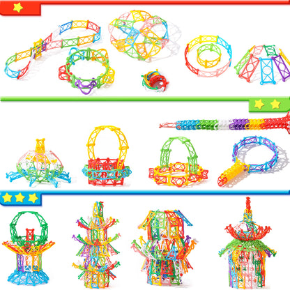 RAINBOW TOYFROG Snap-N-Twist Building Blocks - 270 Piece Set of Flexible Interlocking Math Manipulatives - Open Ended STEM Toys for 5 to 12 Year Old Boys & Girls - Indoor Recess Games for Classroom