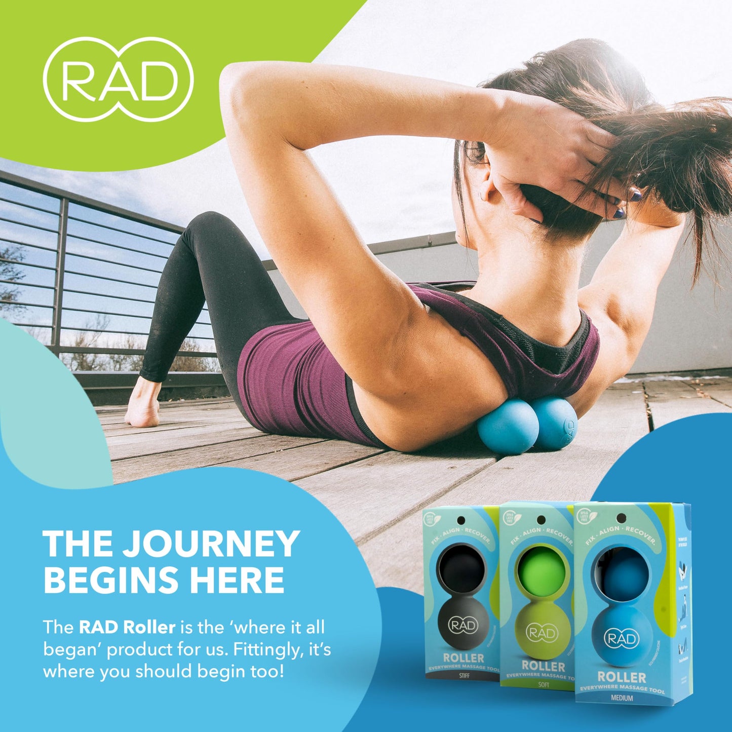 RAD Original Peanut Massage Ball – Medium Density Yoga Deep Tissue Roller Ball – Myofascial Release for Back, Neck, Feet, Psoas & Spine – Suboccipital & Thoracic Trigger Point Therapy