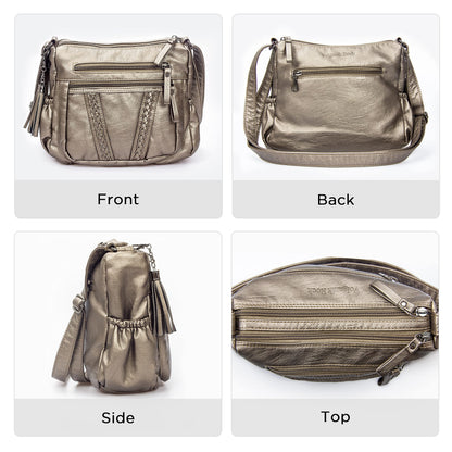 VOLGANIK ROCK Crossbody Bag for Women with Tassel Ladies Soft PU leather Purses and Handbag Pocketbooks
