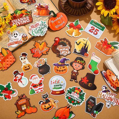 Funtery 30 Pcs Holiday Magnets Christmas Thanksgiving Pumpkin Refrigerator Magnets Set for Festival Locker Whiteboard Dishwasher Magnetic Kitchen Decorations Accessories for Home Classroom Office