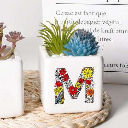 BJDAMAI Succulent Planter Flower Plant Pot Small, Gifts for Teen Girls Kids Birthday Gifts for 5 6 7 8 9 10 11 12 13 14 15 Year Old Girls (Letter M)
