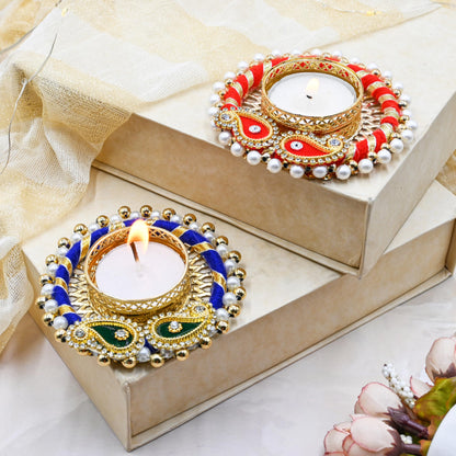 Pack of 12 Traditional Tea Light Candle Holders for Diwali Decoration Religious Festival Diya for Home/Office