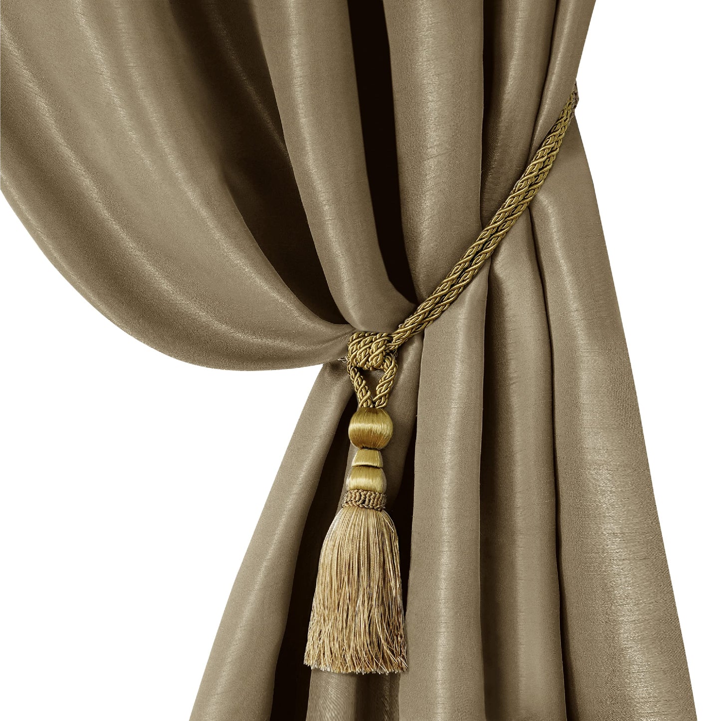 Elrene Home Fashions Amelia Decorative Tassel Window-Curtain Tieback, 24 Inches, Gold