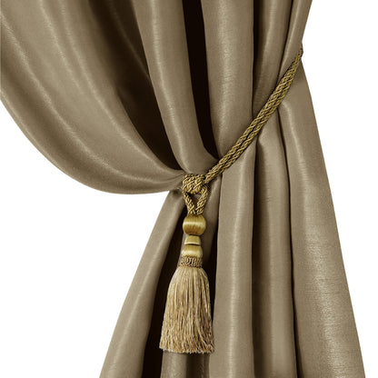 Elrene Home Fashions Amelia Decorative Tassel Window-Curtain Tieback, 24 Inches, Gold