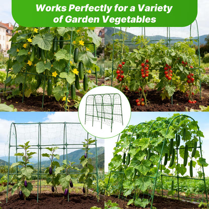 47''X47''Cucumber Trellis, Garden Trellis U-Shape Plant Support for Climbing Plants Metel Arch with Netting for Raised Garden Bed Outdoor Cucumbers, Tomatoes, Vine Climbing Plant