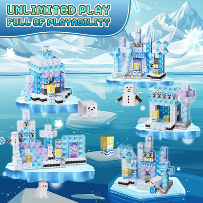 Fitrobust 200 Pack Magnetic Blocks for Kids, STEM Construction Toys with Forest Theme | Creative Educational Games for Ages 3, 4, 5, 6, 7, 8, 9, 10 | Ideal Birthday for Boys & Girls (ICE, Count, 200)