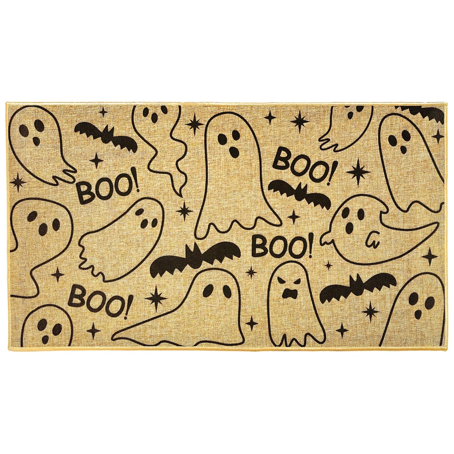 Kazova Ghost Doormat Boo 17x30 Inch Non Slip Washable Linen Indoor Outdoor Rug for Couples Introvert Funny Unwelcome Front Door Entryway
