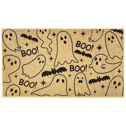 Kazova Ghost Doormat Boo 17x30 Inch Non Slip Washable Linen Indoor Outdoor Rug for Couples Introvert Funny Unwelcome Front Door Entryway