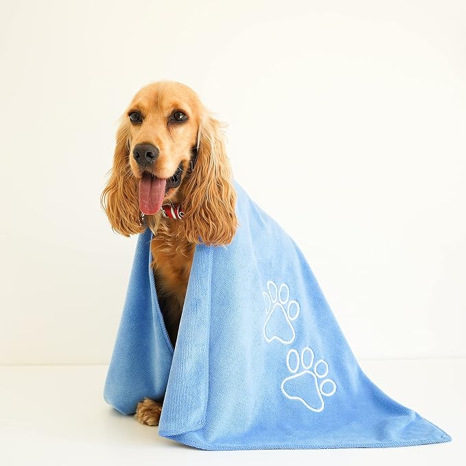 Luzia Unconditional Love | Premium Pet Drying Towel | Ultra Absorbent and Soft Microfiber Towel for Dogs and Cats (Blue)