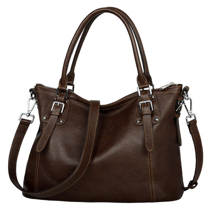 HESHE Genuine Leather Purses and Handbags for Women Tote Shoulder Bag Satchel Designer Purse Top Handle Bags Hobo Crossbody Purse (Large,Coffee)