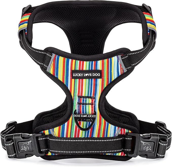 Lucky Love Dog Harness, Easy to Walk, No Pull Dog Harness, Adjustable Custom Fit (Hippie, Medium)