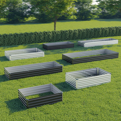zunatu 12x4x1 ft(2 Pack) Galvanized Raised Garden Bed,Outdoor Planter Box Metal Patio Kit Planting Bed for Vegetables Flowers and Succulents,Silver