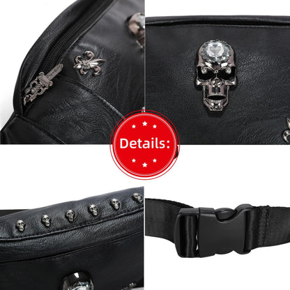 Skull Fanny Pack, Skeleton Waist Bag Multifunction PU Leather Hip Bum Bag,Gothic Fanny Bag for Men and Women,Skull Bumbags with Sturdy Zippers (Color 5)