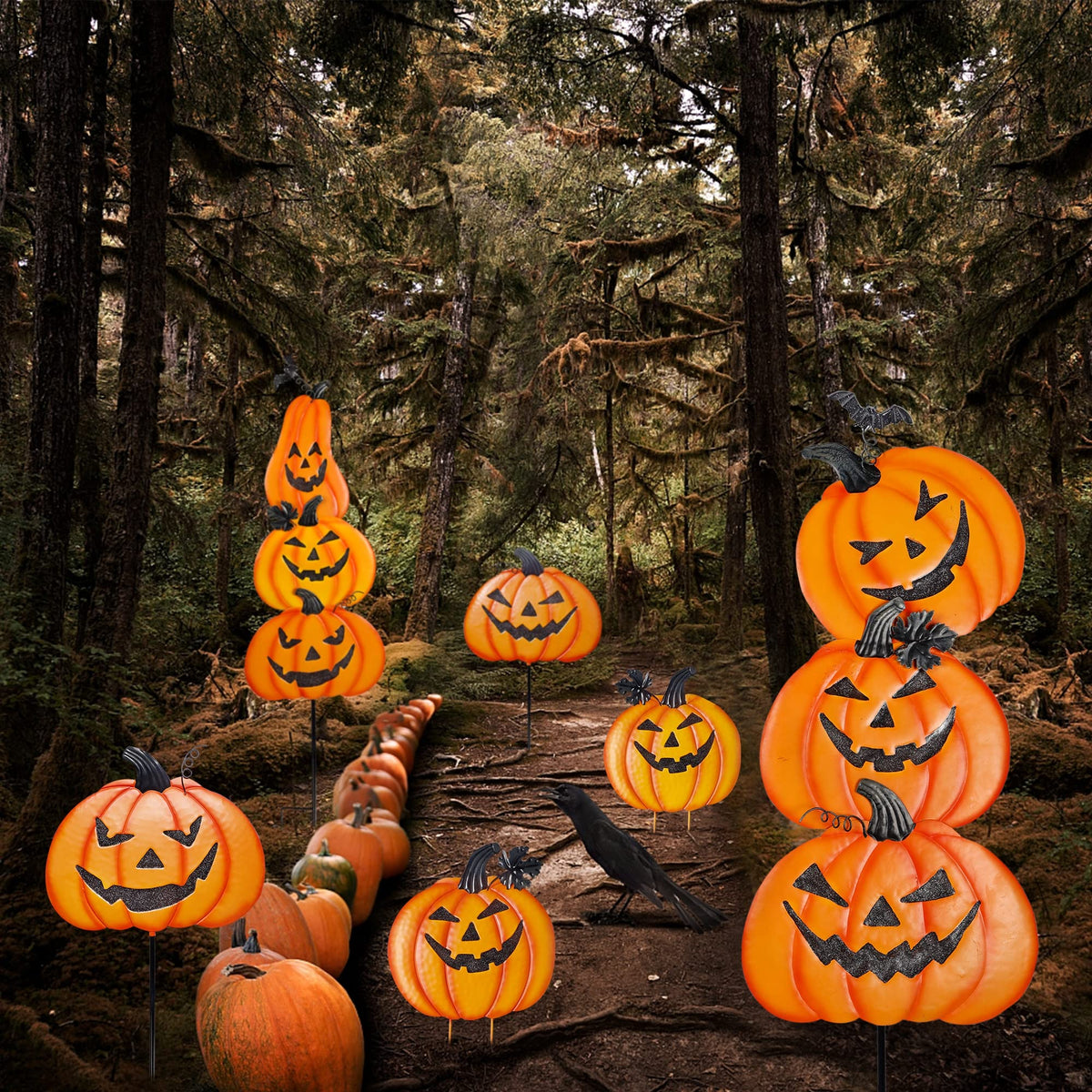 Ridota 2 Pack Halloween Yard Decoration Stakes, Trick or Treat Happy Halloween Yard Signs for Halloween Outdoor Decor