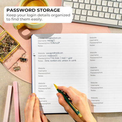 Clever Fox Password Book with alphabetical tabs. Internet Address Organizer Logbook. Large Password Keeper for Website Logins (Royal Blue)