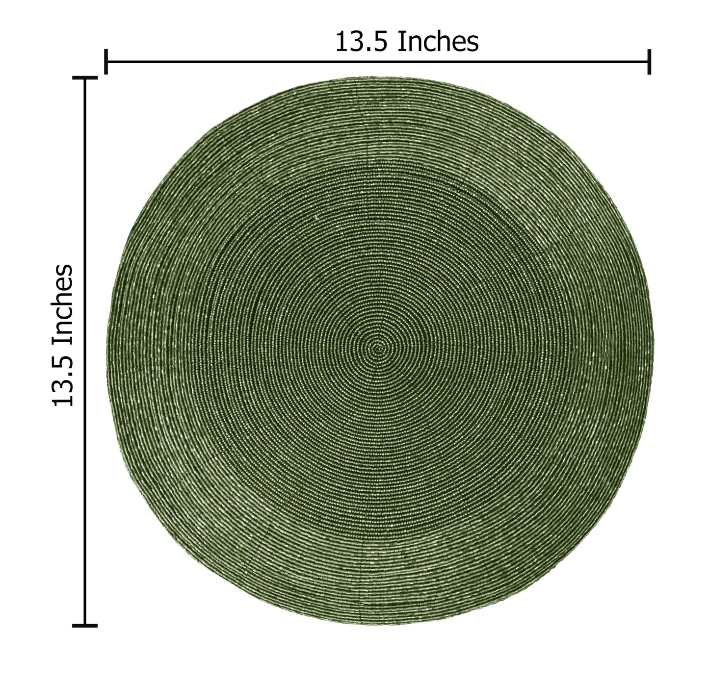 COTTON CRAFT Beaded Charger Placemats - Set of 4 Handmade Glitz Placemats - Harvest Fall Thanksgiving Halloween Holiday Christmas Dining Table Mat - Party Table Décor - 13.5 inches Round - Green