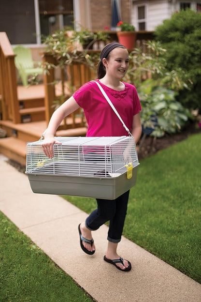 Prevue Pet Products Small Animal Travel Carrier - Hamster, Bird, Parakeet, Gerbil, Rabbit, Ferret, Guinea Pig, & Rat Carrier, Easy Pet Transportation, Travel Bird Cage, Lightweight & Portable - Gray