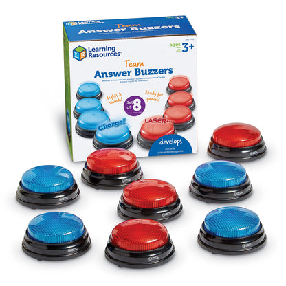 Learning Resources Team Answer Buzzers - Classroom Must Haves Supplies, Sound Effect Button, Family Game Shows for Trivia, Participation Tools, Boys and Girls Birthday Gifts
