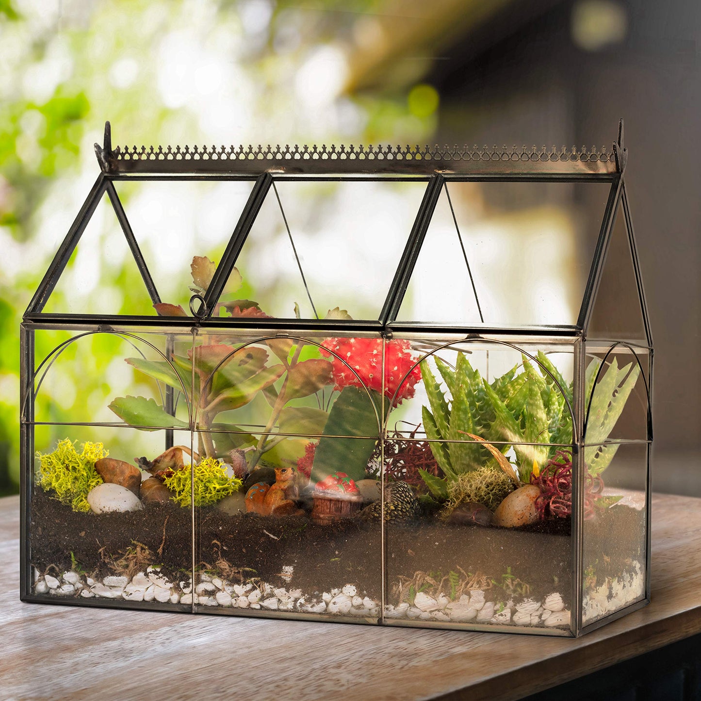 D'Eco Glass Greenhouse Centerpiece (10x4.5x9) - Spring Home Decor & Wedding Letterbox - Tabletop Geometric Planter Terrarium - Fill with Succulents, Moss, Flowers for Plant Lovers