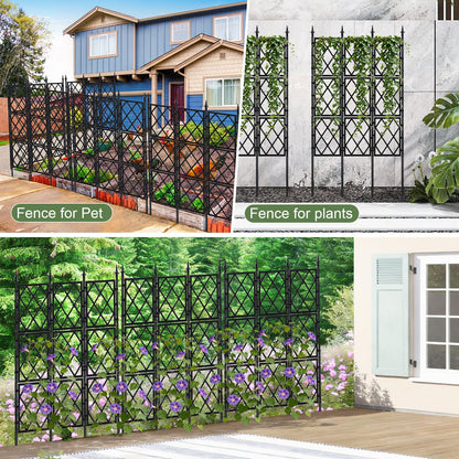 5.25FT Garden Trellis for Climbing Plants Outdoor, Black Iron Pipe Support Fence,Metal Wall Lattice Climbing Frame for Potted Plants Indoor for Ivy Vines Vegetable Flower, Patio, Lawn, Yard, Backyard