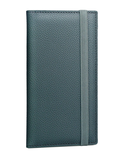 Yarnic Checkbook Cover for Personal Checkbook, Checkbook Holder with Pen Holder & Built-in Clear Plastic Divider for Duplicate Checks (Grey Green)