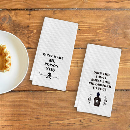 Qpenm Funny Kitchen Towels - Set of 2, Dish Towels with Saying, Tea Towels, Kitchen Decor, Housewarming Gifts, Black