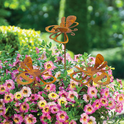Urbraneco 3 Pcs Rusty Bee Stake Rustic Metal Yard Decor Sculpture Plant Pot Accents Decorative Garden Stakes for Lawn Fences Patio Patio Backyard Outdoor