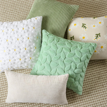 Softalker Spring Summer Outdoor Floral Throw Pillow Covers 18 x 18 Inch Set of 1, Farmhouse Embroidered Decorative Flowers Cushion Covers, Soft Velvet Pillow Cases for Couch Sofa Home Decor, Beige