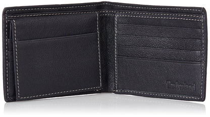 Timberland Men's RFID Blocking Wallet – Genuine Leather Passcase with Removable ID Holder, 6 Card Slots, 2 Billfold Pockets, Slim Design, Navy Blue, One Size