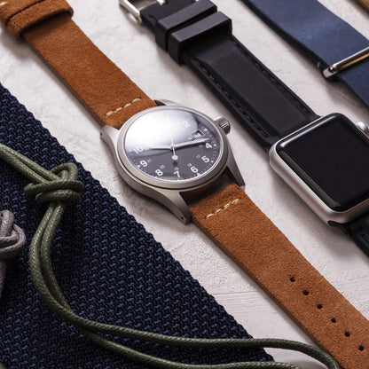 Benchmark Basics Black 18mm Suede Watch Strap - Vintage Leather Watch Band for Men & Women - Compatible with Regular & Smart Watches