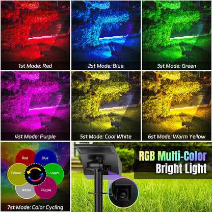 WENATY Solar Spot Lights Outdoor Color Changing, [7 Mode/6 Pack] Christmas Landscape Spotlights, Solar Lights Outdoor Waterproof,Led Powered Flood Light for Halloween Pathway Yard Garden Tree Walkway