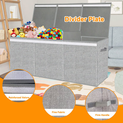 Pantryily Extra Large Toy Box for Girls Boys - Collapsible Kids Toy Chest Boxes Organizers and Storage for Livingroom,Playroom,Closet 35.8"x12.6"x16"(Grey)
