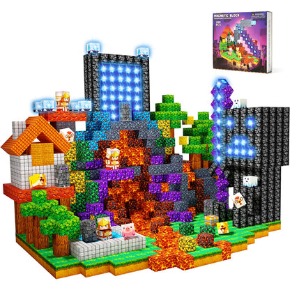 Lukoca Magnetic Building Blocks STEM Toy for Kids 3+ Toddler Educational Construction Gift for Boys & Girls (Inferno Forest Adventure-200pcs)