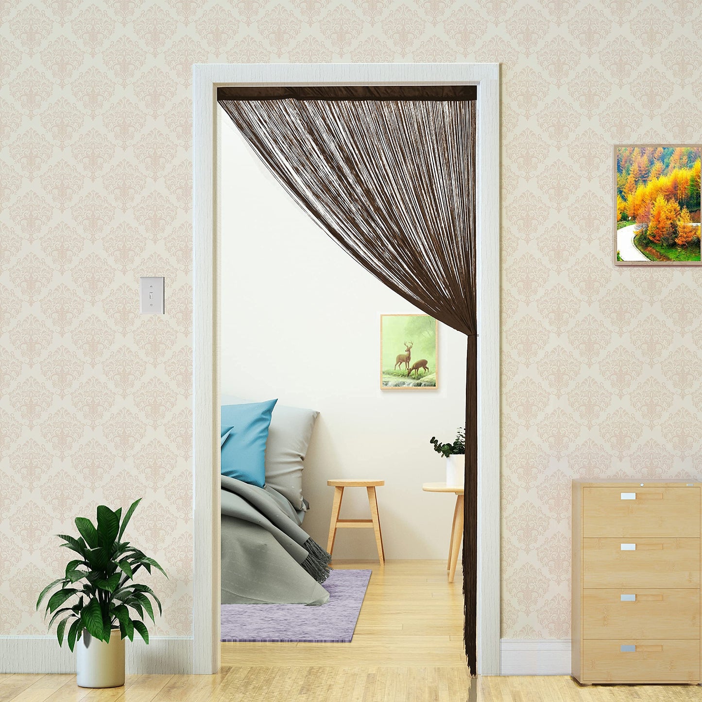 YaoYue Doorway String Curtain Door Curtains,Boho Hippie Hanging Fringe Room Divider for Patio Bedroom Closet Kitchen Laundry,Room Window Wall Door Decor(39×79in/100×200cm,Brown)