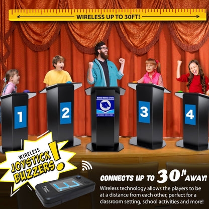 Teacher's Choice Wireless Light Up 4 Player Game Buzzer Button System | Displays the Winning Player | Loud, Unique Sounds, Great for Trivia Games, Family Feud, Jeopardy, Competition, Spelling Bees