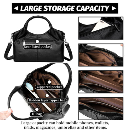 FSD. WG Leather Shoulder Bags Purses and Handbags for Women Top Handle Tote Satchel Ladies Hobo Bags