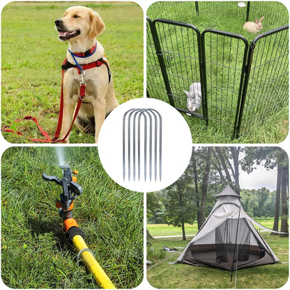 SHENGHUISS 12 Inch Rebar Stakes,U Shaped Trampoline Stakes High Wind Ground Anchors,8 Pack Galvanized Steel Rebar Stakes for Trampoline,Camping Tent,Garden Decorations,Chicken Coop