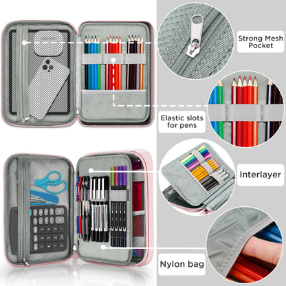 Zannaki Big Capacity Storage Pouch Marker Pen Pencil Case Simple Stationery Bag Box Art Tool & Sketch Storage Boxes for Bullet Journal Middle High School Office College Student Girl Women Adult Teen
