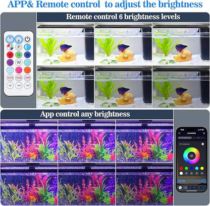 Full Spectrum Aquarium Light：Fish Tank Light with APP & Remote Control for Plants Growth - Fish Lamp for Live Fishes Aquatic Pet Lovers - 24-31 Inch Freshwater Saltwater Aquarium Decor