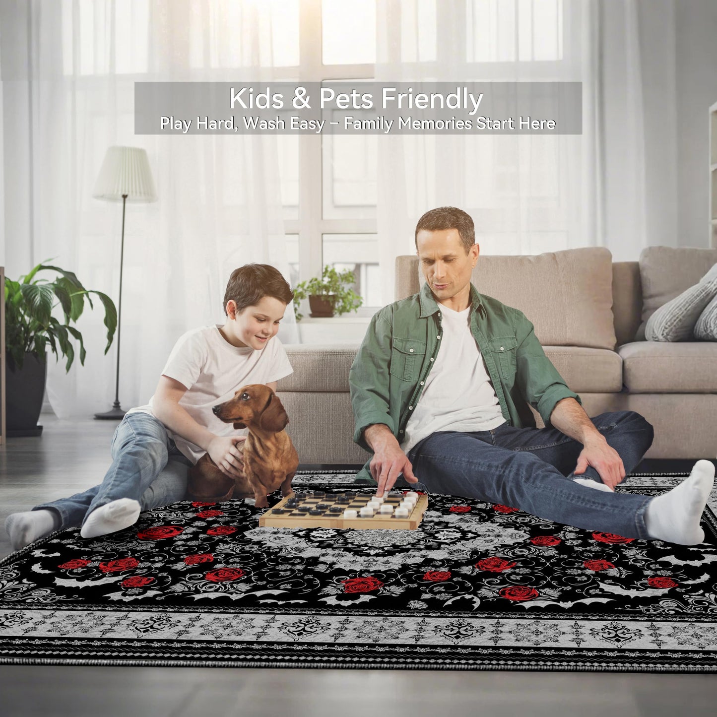 Nayoroom Dark Academia Gothic Area Rug, Soft Machine Washable 8x10 Rug, Non-Slip, Non-Shedding, Durable and Easy-Care, Perfect for Living Room, Bedroom, Dining Room.