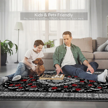 Nayoroom Dark Academia Gothic Area Rug, Soft Machine Washable 8x10 Rug, Non-Slip, Non-Shedding, Durable and Easy-Care, Perfect for Living Room, Bedroom, Dining Room.